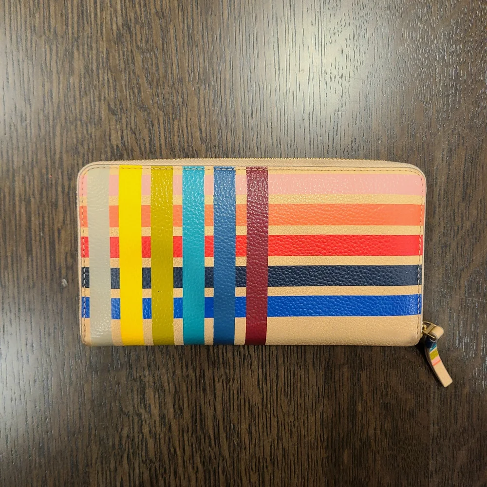 Tory Burch Zip Rainbow Striped Wallet - Picture 2 of 4